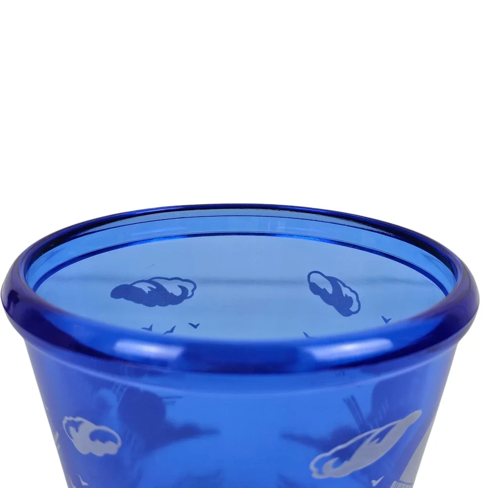 VTG Hazel Atlas cobalt blue glass ice bucket windmills 4.25